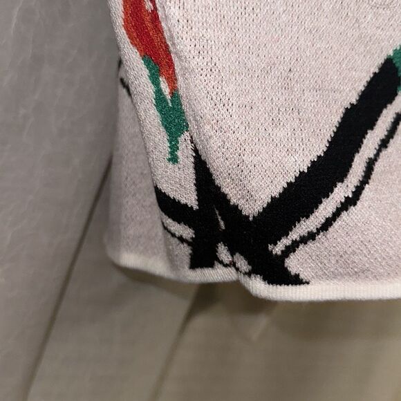 Anthro XXSP Maeve White Oversized Crop Crewneck Trellis Floral Pullover - Picture 14 of 17